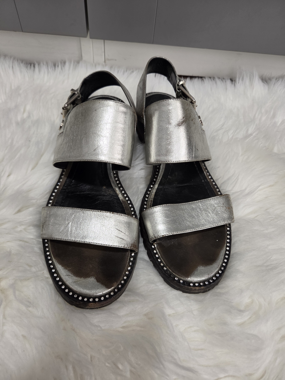 Christian Dior Women's Silver Metallic Strap Sandals